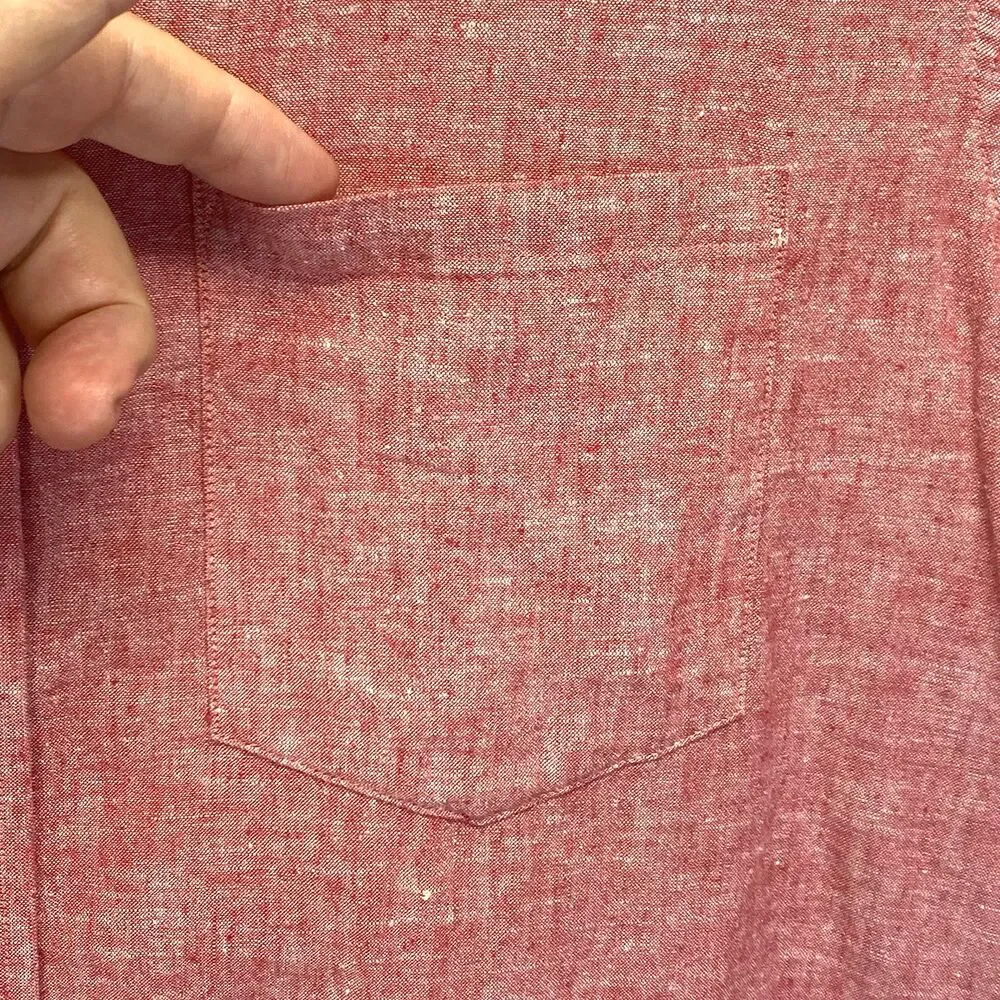 Banana Republic Men’s XL Linen Cotton Blend Short Sleeve Shirt Red Point Collar